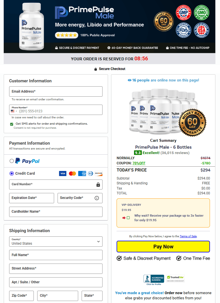 Prime Pulse order page